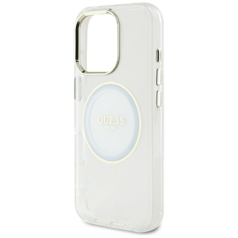 Laptop, Telefoane si Tablete - Telefoane mobile si accesorii - Accesorii Telefoane - Huse telefoane - Husa pentru iPhone 16 Pro Max - Guess IML Metal ColoRosu Circle MagSafe (GUHMP16XHTDRCEDH) - Alb - Infinity.ro