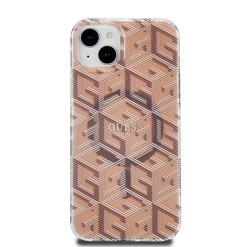 Laptop, Telefoane si Tablete - Telefoane mobile si accesorii - Accesorii Telefoane - Huse telefoane - Husa pentru iPhone 15 Plus - Guess IML GCube MagSafe (GUHMP15MHGCUSTGW) - Maro - Infinity.ro