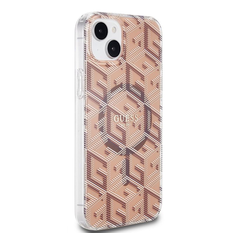 Laptop, Telefoane si Tablete - Telefoane mobile si accesorii - Accesorii Telefoane - Huse telefoane - Husa pentru iPhone 15 Plus - Guess IML GCube MagSafe (GUHMP15MHGCUSTGW) - Maro - Infinity.ro