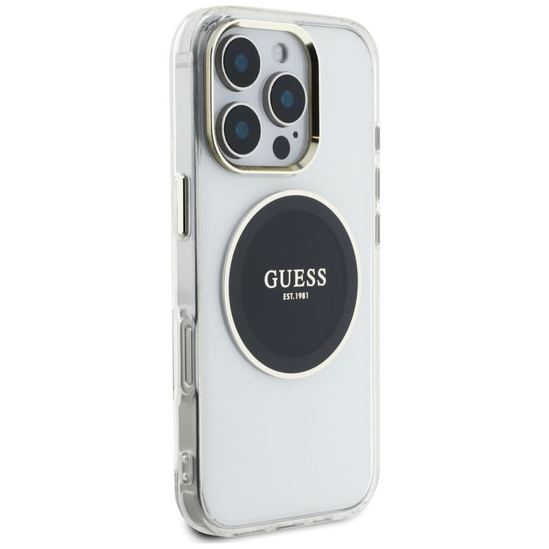Laptop, Telefoane si Tablete - Telefoane mobile si accesorii - Accesorii Telefoane - Huse telefoane - Husa pentru iPhone 16 Pro - Guess IML Metal ColoRosu Circle MagSafe (GUHMP16LHTDRCEDK) - Negru - Infinity.ro