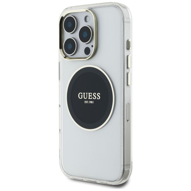 Laptop, Telefoane si Tablete - Telefoane mobile si accesorii - Accesorii Telefoane - Huse telefoane - Husa pentru iPhone 16 Pro - Guess IML Metal ColoRosu Circle MagSafe (GUHMP16LHTDRCEDK) - Negru - Infinity.ro