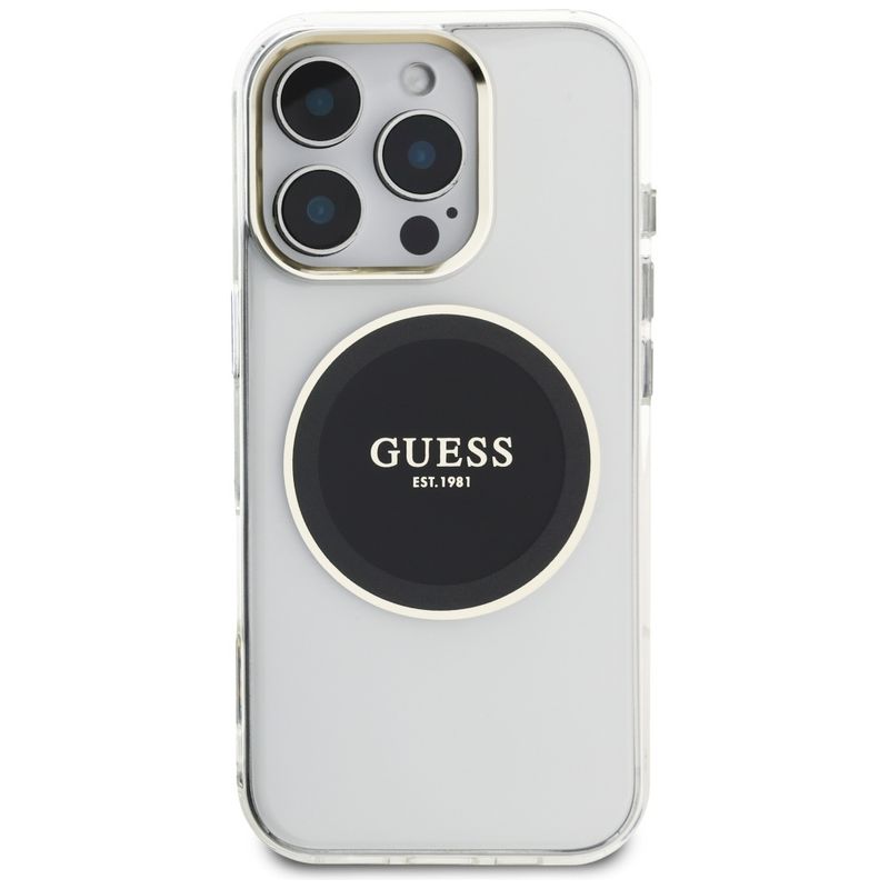 Laptop, Telefoane si Tablete - Telefoane mobile si accesorii - Accesorii Telefoane - Huse telefoane - Husa pentru iPhone 16 Pro - Guess IML Metal ColoRosu Circle MagSafe (GUHMP16LHTDRCEDK) - Negru - Infinity.ro