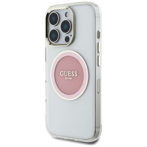 Husa pentru iPhone 16 Pro - Guess IML Metal ColoRosu Circle MagSafe (GUHMP16LHTDRCEDP) - Roz