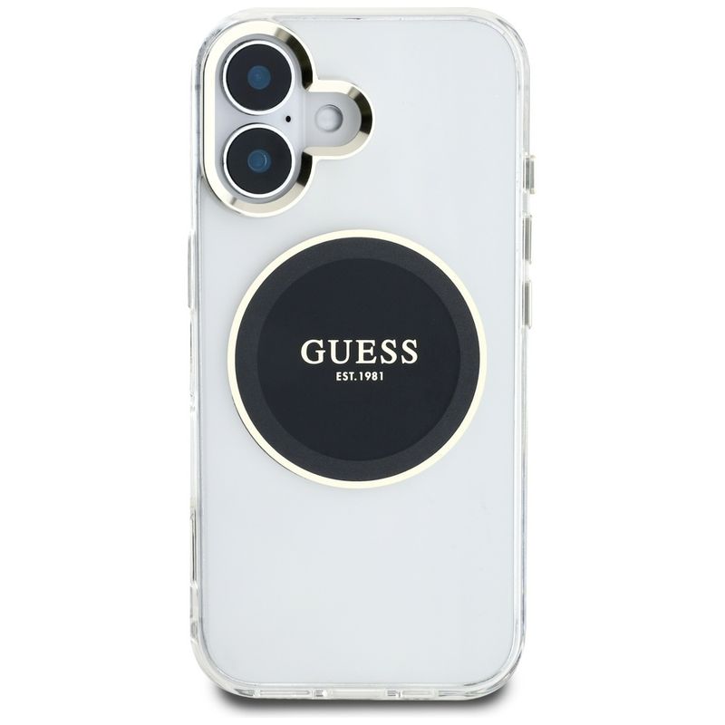 Laptop, Telefoane si Tablete - Telefoane mobile si accesorii - Accesorii Telefoane - Huse telefoane - Husa pentru iPhone 16 - Guess IML Metal ColoRosu Circle MagSafe (GUHMP16SHTDRCEDK) - Negru - Infinity.ro