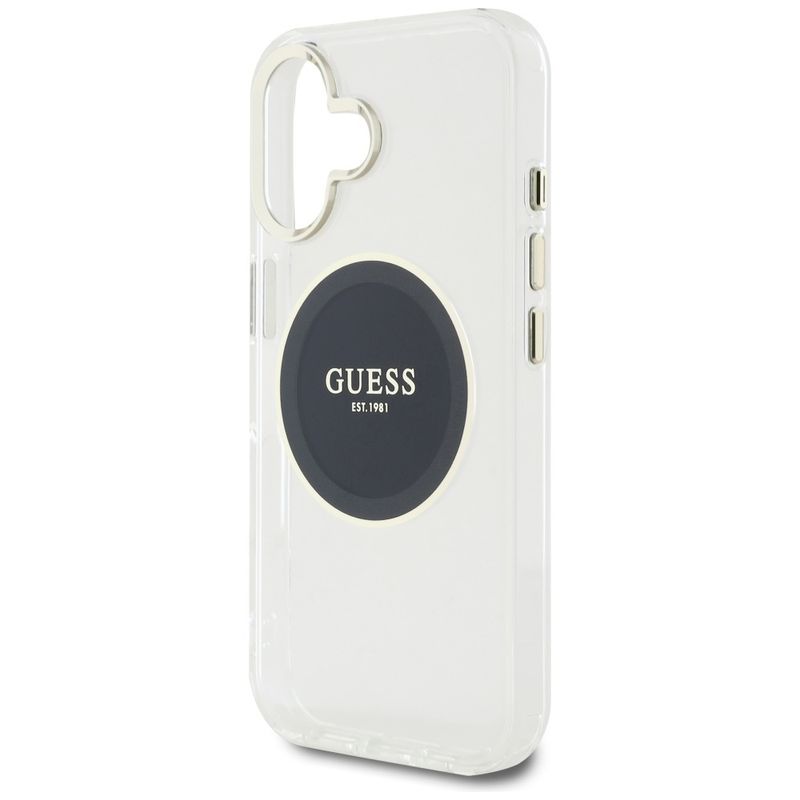 Laptop, Telefoane si Tablete - Telefoane mobile si accesorii - Accesorii Telefoane - Huse telefoane - Husa pentru iPhone 16 - Guess IML Metal ColoRosu Circle MagSafe (GUHMP16SHTDRCEDK) - Negru - Infinity.ro