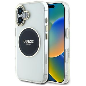 Husa pentru iPhone 16 - Guess IML Metal ColoRosu Circle MagSafe (GUHMP16SHTDRCEDK) - Negru