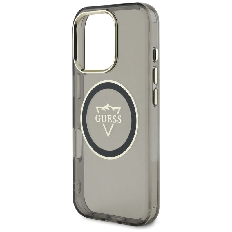 Laptop, Telefoane si Tablete - Telefoane mobile si accesorii - Accesorii Telefoane - Huse telefoane - Husa pentru iPhone 16 Pro - Guess IML Metal Mountain Logo MagSafe (GUHMP16LHFGTMSLSK) - Negru - Infinity.ro
