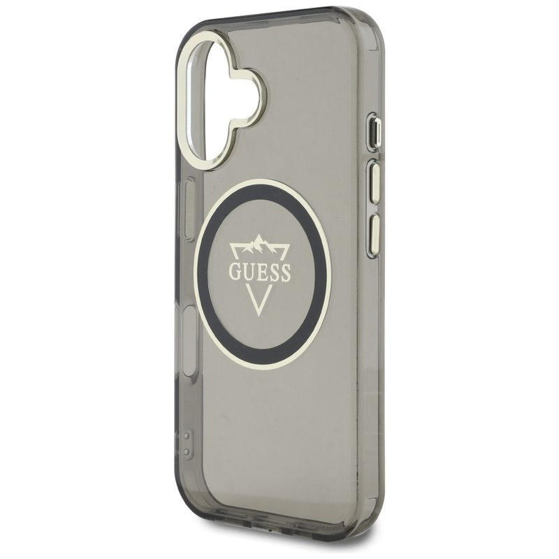 Laptop, Telefoane si Tablete - Telefoane mobile si accesorii - Accesorii Telefoane - Huse telefoane - Husa pentru iPhone 16 - Guess IML Metal Mountain Logo MagSafe (GUHMP16SHFGTMSLSK) - Negru - Infinity.ro