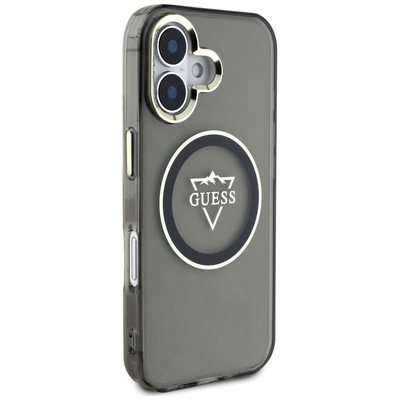 Laptop, Telefoane si Tablete - Telefoane mobile si accesorii - Accesorii Telefoane - Huse telefoane - Husa pentru iPhone 16 - Guess IML Metal Mountain Logo MagSafe (GUHMP16SHFGTMSLSK) - Negru - Infinity.ro
