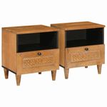 Casa si Gradina - Mobilier - Comode si corpuri - Noptiere - Noptiera 2 pcs Maro deschis 40 x 33 x 46 cm Lemn masiv de mango - Infinity.ro