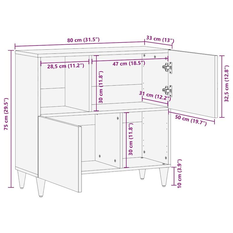 Casa si Gradina - Mobilier - Comode si corpuri - Comode - Bufet Maro deschis 33.5 x 80 x 75 cm - Infinity.ro