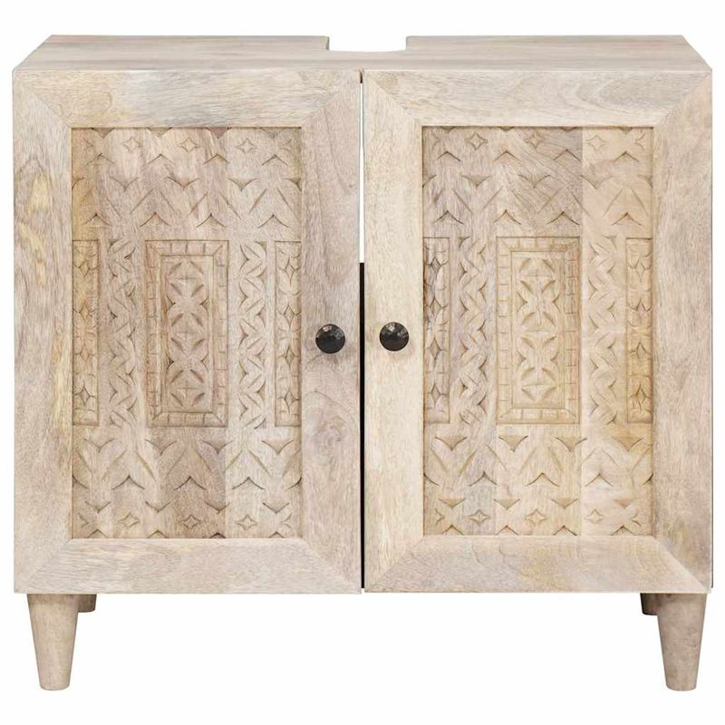 Casa si Gradina - Mobilier - Mobilier baie - Comode baie - Dulap de Baie Pe perete Alb 62 x 33 x 58 cm Lemn solid de mango - Infinity.ro