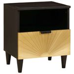 Casa si Gradina - Mobilier - Comode si corpuri - Noptiere - Noptiera Negru si Aur 40 x 33 x 46 cm Lemn masiv de mango - Infinity.ro