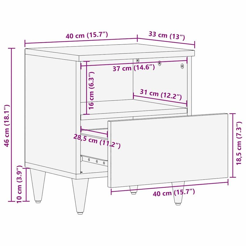 Casa si Gradina - Mobilier - Comode si corpuri - Noptiere - Noptiera Negru si Aur 40 x 33 x 46 cm Lemn masiv de mango - Infinity.ro