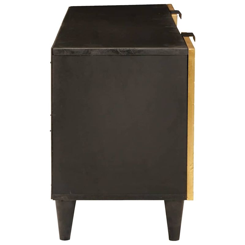 Casa si Gradina - Mobilier - Comode si corpuri - Comode - Cabinet TV Negru si Aur 105 x 33 x 46 cm Lemn masiv de mango - Infinity.ro