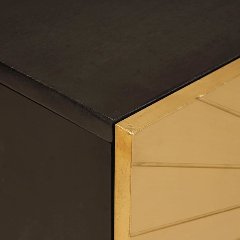 Casa si Gradina - Mobilier - Comode si corpuri - Comode - Cabinet TV Negru si Aur 105 x 33 x 46 cm Lemn masiv de mango - Infinity.ro