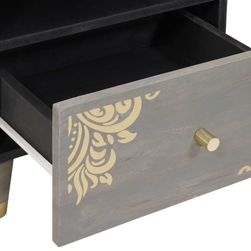 Casa si Gradina - Mobilier - Comode si corpuri - Noptiere - Noptiera Gri 40 x 33 x 46 cm Lemn masiv de mango - Infinity.ro