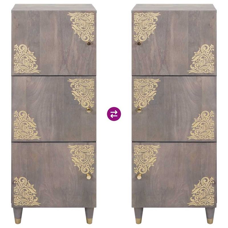 Casa si Gradina - Mobilier - Dulapuri si sifoniere - Dulapuri - Bufet cu raft Gri si Aur 40 x 33.5 x 110 cm Lemn masiv de mango - Infinity.ro