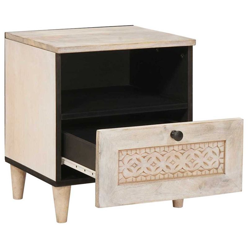Casa si Gradina - Mobilier - Comode si corpuri - Noptiere - Noptiera 2 pcs Bej 40 x 33 x 46 cm Lemn masiv de mango - Infinity.ro