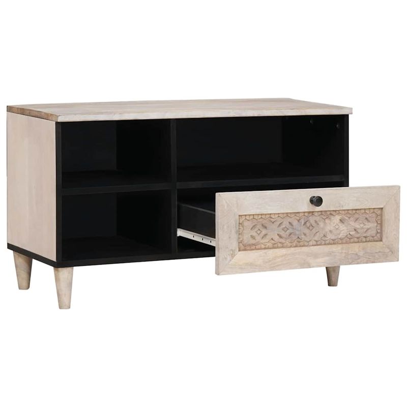 Casa si Gradina - Mobilier - Comode si corpuri - Comode - Cabinet TV cu sertar Alb 80 x 33 x 46 cm Lemn masiv de mango - Infinity.ro