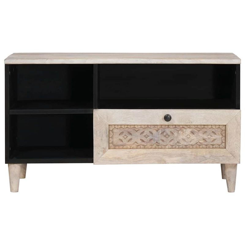 Casa si Gradina - Mobilier - Comode si corpuri - Comode - Cabinet TV cu sertar Alb 80 x 33 x 46 cm Lemn masiv de mango - Infinity.ro