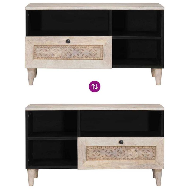 Casa si Gradina - Mobilier - Comode si corpuri - Comode - Cabinet TV cu sertar Alb 80 x 33 x 46 cm Lemn masiv de mango - Infinity.ro