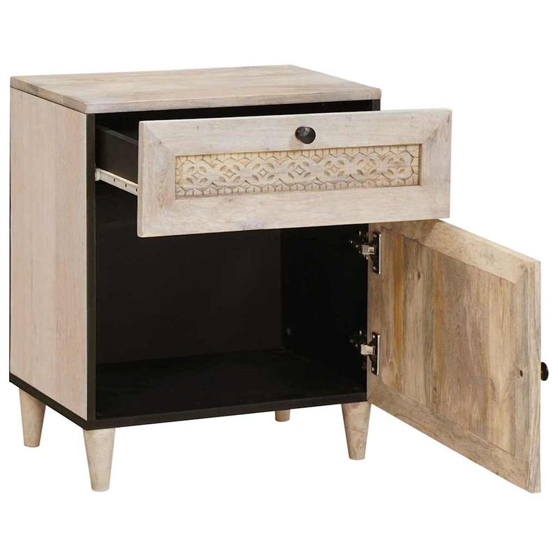 Casa si Gradina - Mobilier - Comode si corpuri - Noptiere - Noptiera cu sertar Bej 50 x 33 x 60 cm Lemn masiv de mango - Infinity.ro