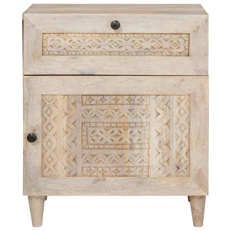 Casa si Gradina - Mobilier - Comode si corpuri - Noptiere - Noptiera cu sertar Bej 50 x 33 x 60 cm Lemn masiv de mango - Infinity.ro