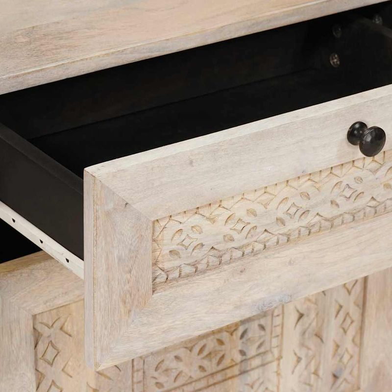 Casa si Gradina - Mobilier - Comode si corpuri - Noptiere - Noptiera cu sertar Bej 50 x 33 x 60 cm Lemn masiv de mango - Infinity.ro