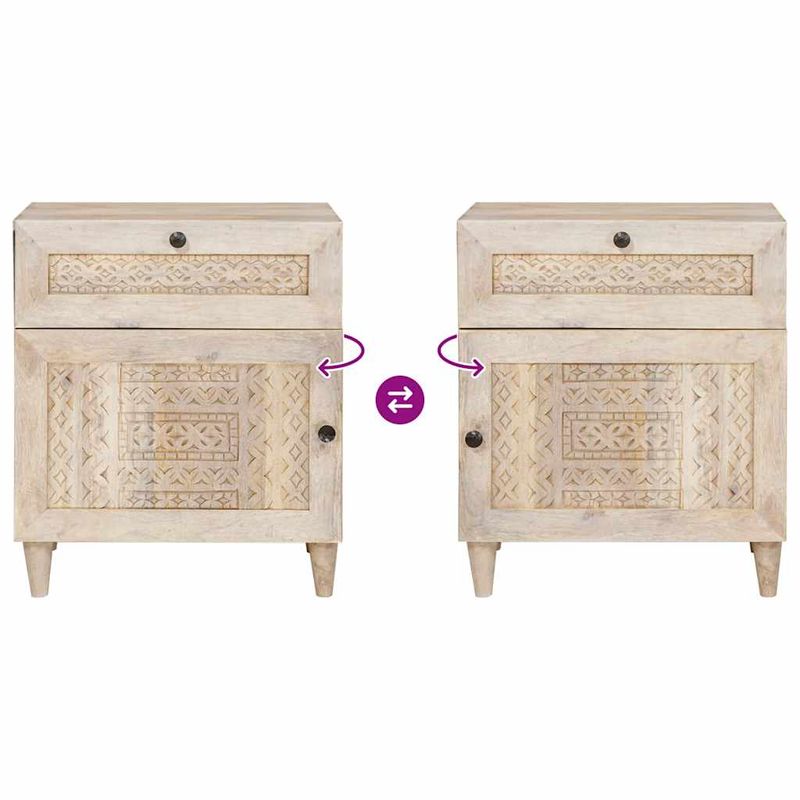 Casa si Gradina - Mobilier - Comode si corpuri - Noptiere - Noptiera cu sertar Bej 50 x 33 x 60 cm Lemn masiv de mango - Infinity.ro