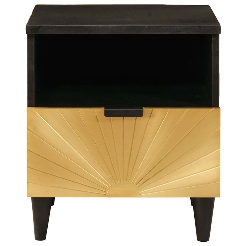 Casa si Gradina - Mobilier - Comode si corpuri - Noptiere - Noptiera 2 pcs Negru si Aur 40 x 33 x 46 cm Lemn masiv de mango - Infinity.ro