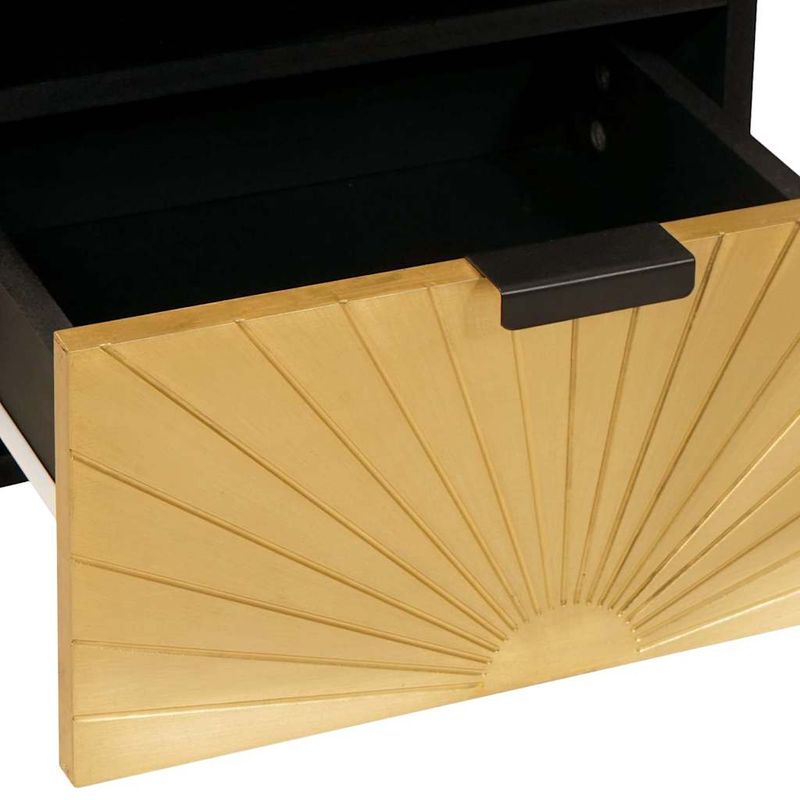 Casa si Gradina - Mobilier - Comode si corpuri - Noptiere - Noptiera 2 pcs Negru si Aur 40 x 33 x 46 cm Lemn masiv de mango - Infinity.ro