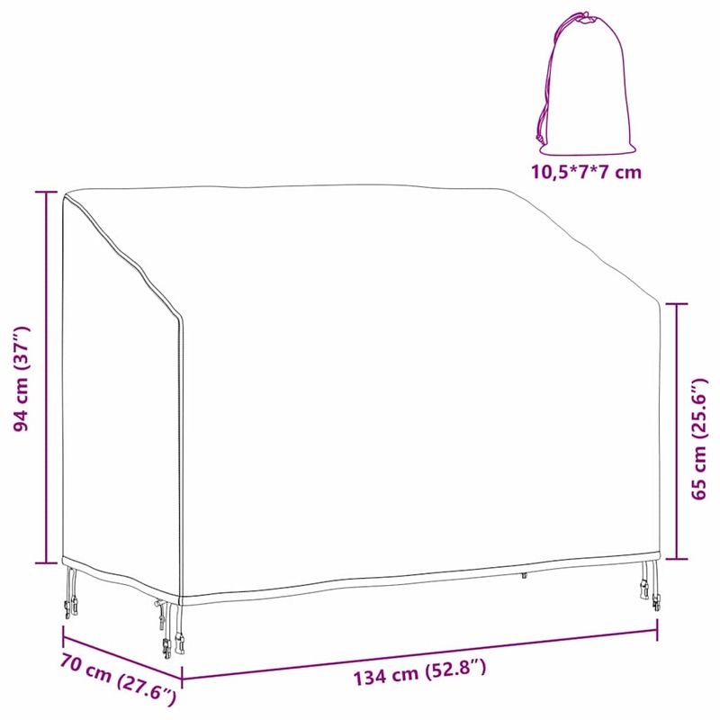 Casa si Gradina - Textile si covoare - Huse pentru mobilier - Huska pentru banca de gradina 134 x 70 x 65 / 94 cm material 210D - Infinity.ro