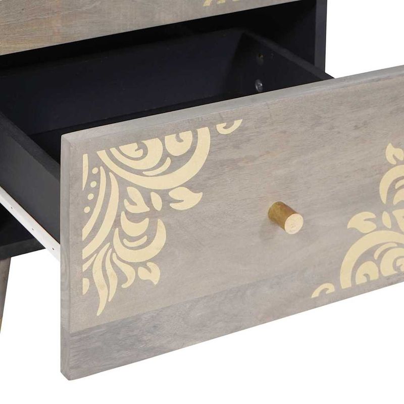 Casa si Gradina - Mobilier - Dulapuri si sifoniere - Dulapuri - Bufet cu raft Gri si Aur 40 x 33.5 x 75 cm Lemn masiv de mango - Infinity.ro