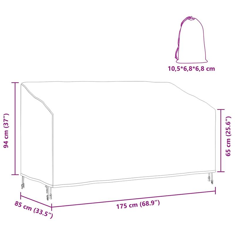 Casa si Gradina - Textile si covoare - Huse pentru mobilier - Huska pentru banca de gradina 175 x 85 x 65 / 94 cm material 210D - Infinity.ro