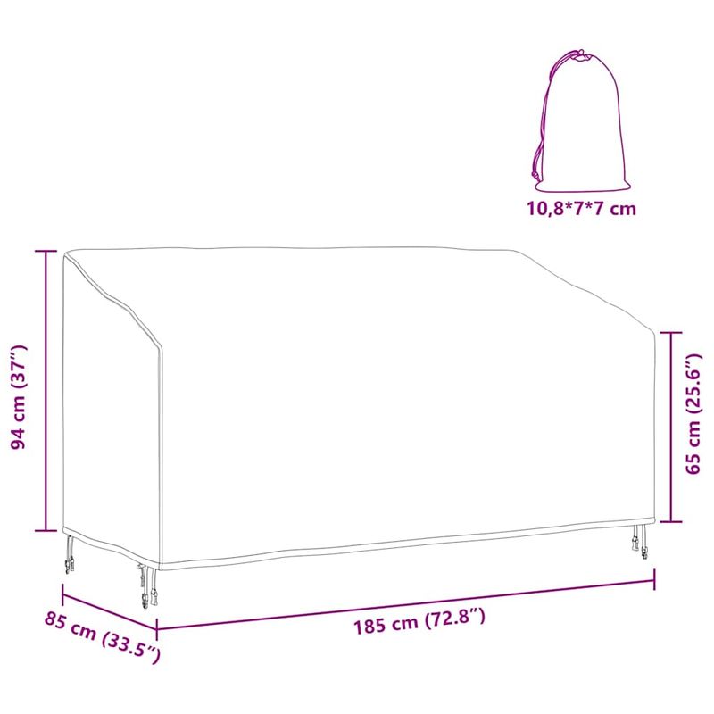 Casa si Gradina - Textile si covoare - Huse pentru mobilier - Huska pentru banca de gradina 185 x 85 x 65 / 94 cm material 420D - Infinity.ro