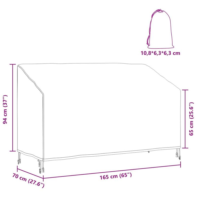 Casa si Gradina - Textile si covoare - Huse pentru mobilier - Huska pentru banca de gradina 165 x 70 x 65 / 94 cm material 420D - Infinity.ro