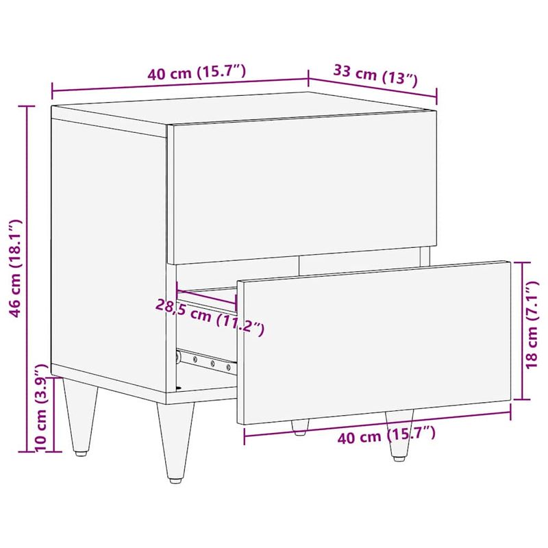 Casa si Gradina - Mobilier - Comode si corpuri - Noptiere - Noptiera 2 pcs Maro deschis 40 x 33 x 46 cm Lemn masiv de mango - Infinity.ro