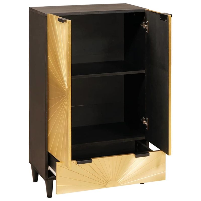 Casa si Gradina - Mobilier - Dulapuri si sifoniere - Dulapuri - Dulap lateral cu sertar cu usa Negru si Aur 60 x 33.5 x 100 cm - Infinity.ro