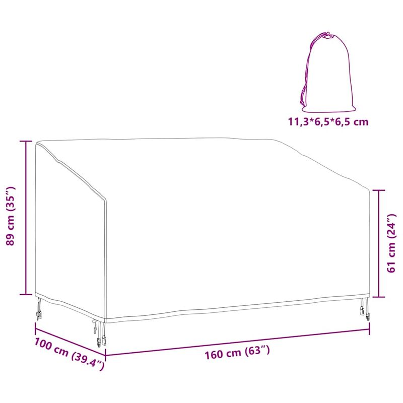 Casa si Gradina - Textile si covoare - Huse pentru mobilier - Huska pentru banca de gradina 160 x 100 x 61 / 89 cm - Infinity.ro