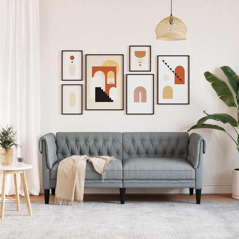 Casa si Gradina - Mobilier - Canapele si coltare - Canapele - Canapea Chesterfield Argyle Gri deschis 182.5 x 74.5 x 74.5 cm - Infinity.ro