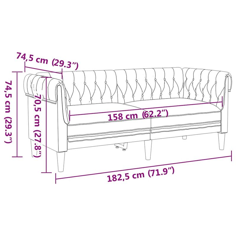 Casa si Gradina - Mobilier - Canapele si coltare - Canapele - Canapea Chesterfield Argyle Maro 182.5 x 74.5 x 74.5 cm - Infinity.ro