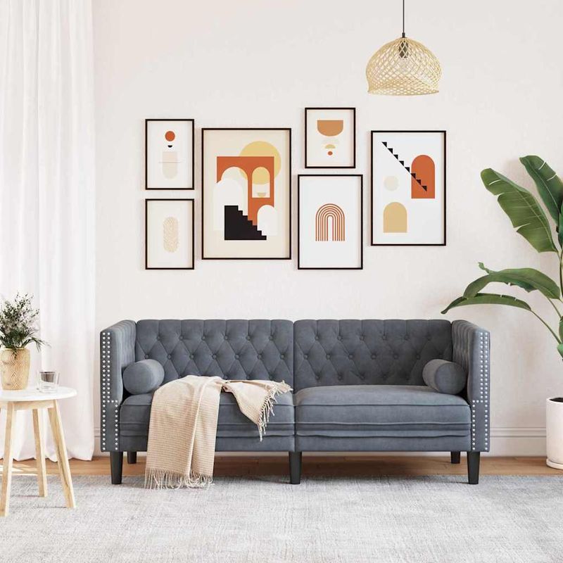 Casa si Gradina - Mobilier - Canapele si coltare - Canapele - Canapea Chesterfield Gri inchis 174 x 74.5 x 70.5 cm Catifea - Infinity.ro