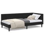 Casa si Gradina - Mobilier - Paturi si accesorii - Paturi - Cadru de pat coltar Altele cu headboard Negru 90 x 200 cm - Infinity.ro
