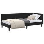 Casa si Gradina - Mobilier - Paturi si accesorii - Paturi - Cadru de pat coltar Altele cu headboard Negru 90 x 200 cm - Infinity.ro