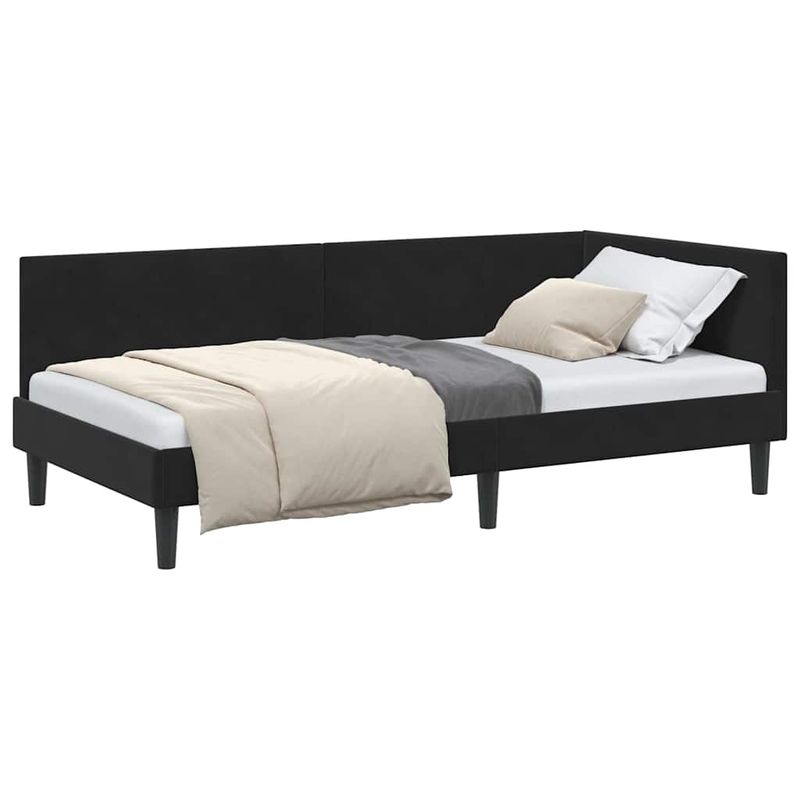 Casa si Gradina - Mobilier - Paturi si accesorii - Paturi - Cadru de pat coltar Altele cu headboard Negru 90 x 200 cm - Infinity.ro