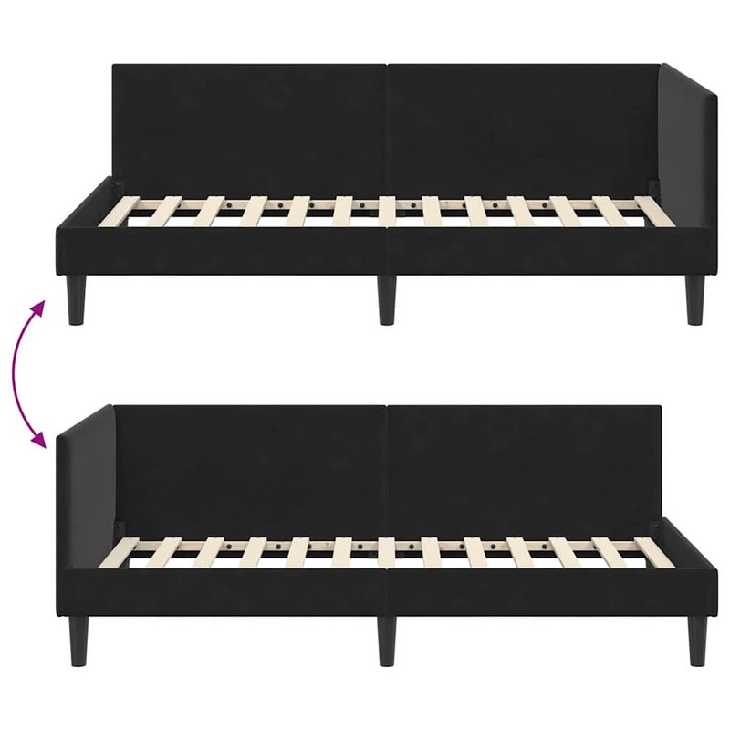 Casa si Gradina - Mobilier - Paturi si accesorii - Paturi - Cadru de pat coltar Altele cu headboard Negru 90 x 200 cm - Infinity.ro