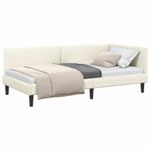 Casa si Gradina - Mobilier - Paturi si accesorii - Paturi - Cadru de pat coltar Crem 80 x 200 cm Catifea si lemn ingineresc - Infinity.ro