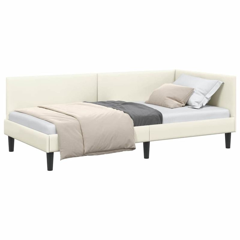 Casa si Gradina - Mobilier - Paturi si accesorii - Paturi - Cadru de pat coltar Crem 80 x 200 cm Catifea si lemn ingineresc - Infinity.ro