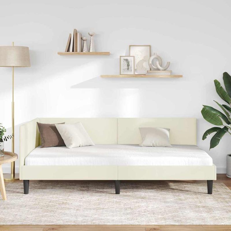 Casa si Gradina - Mobilier - Paturi si accesorii - Paturi - Cadru de pat coltar Crem 80 x 200 cm Catifea si lemn ingineresc - Infinity.ro